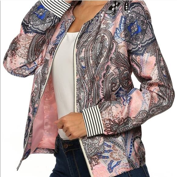 Fancy Qube Jackets & Blazers - Fancy Qube Floral and Paisley Lightweight Colorful Retro Zip-Up Jacket